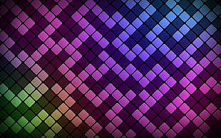 pink and purple checkered illustration HD wallpaper